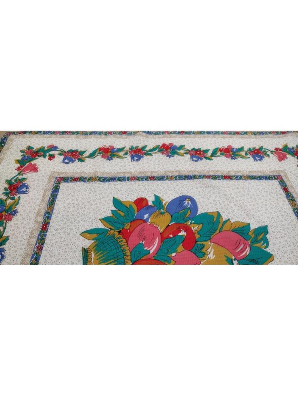 Vintage Axcess Fruit Big Scarf Fine Cotton Colorful Floral Bouquet PERFECT TABLE - Picture 7 of 16